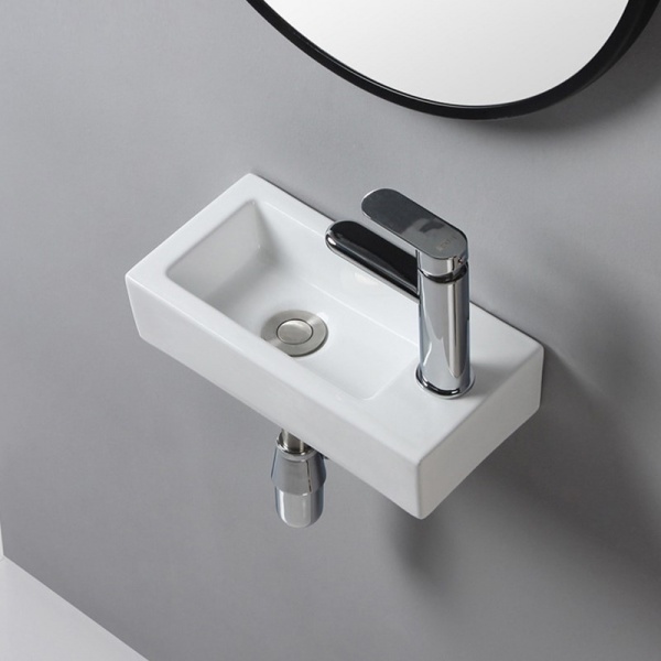 Insu Wall Hung Cloakroom Basin - Right Hand Tap Hole